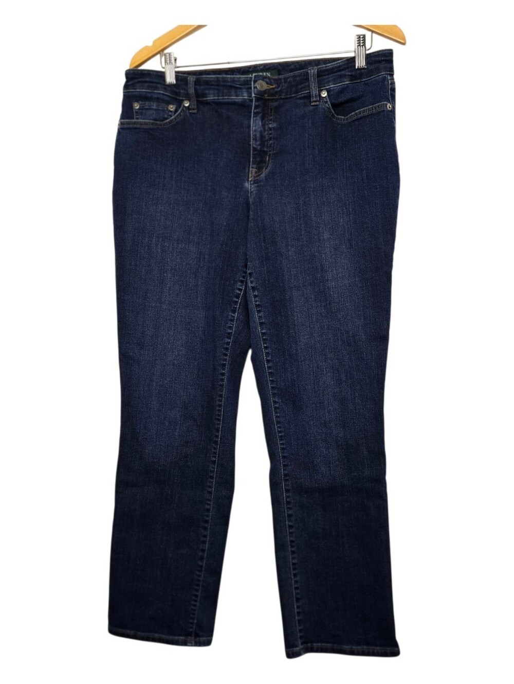 Lauren Ralph Lauren Womens Dark Blue Modern Straight Curvy Jeans Sz 16W Casual